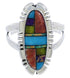 Genuine Silver Multicolor Inlay Ring Size 7-1/2 TX38108